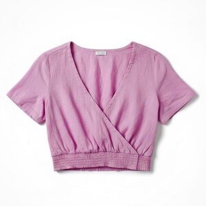 New w Tags XXS Abound Purple Tulip Short Sleeve Wrap Shirred Top